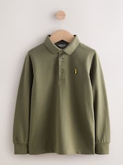 Khaki Green Long Sleeve Polo Shirt (3-16yrs) - Image 1 of 4