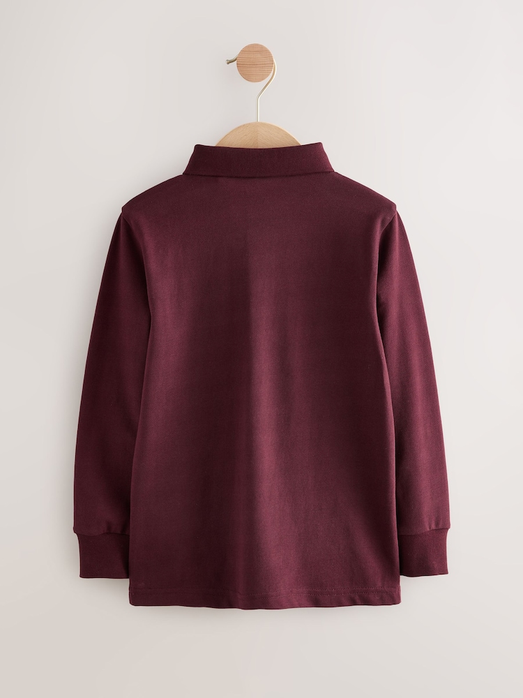 Berry Long Sleeve Polo Shirt (3-16yrs) - Image 2 of 4 Berry Long Sleeve Polo Shirt (3-16yrs) - Image 2 of 4