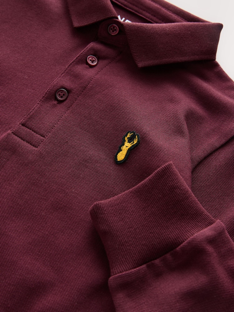 Berry Long Sleeve Polo Shirt (3-16yrs) - Image 4 of 4 Berry Long Sleeve Polo Shirt (3-16yrs) - Image 4 of 4