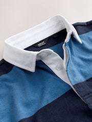 Blue/White Long Sleeve Rugby 100% Cotton Polo Shirt (3-16yrs) - Image 7 of 8