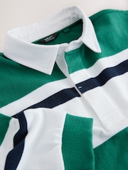 Zelena/bela - dolg rokav; z dolgimi rokavi Rugby 100% Cotton polo majice (3-16yrs) - Slika 3 iz 4