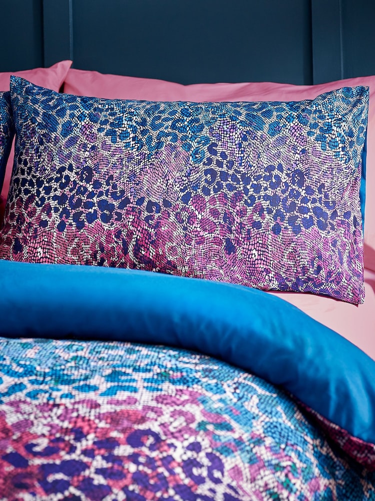 Catherine Lansfield Teal Satin Animal Print Duvet Cover Set - Image 2 of 5 Catherine Lansfield Teal Satin Animal Print Duvet Cover Set - Image 2 of 5