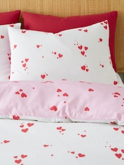 Catherine Lansfield White Red Seersucker Heart Duvet Cover Set - Image 3 of 4