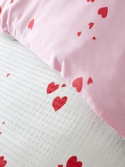Catherine Lansfield White Red Seersucker Heart Duvet Cover Set - Image 4 of 4