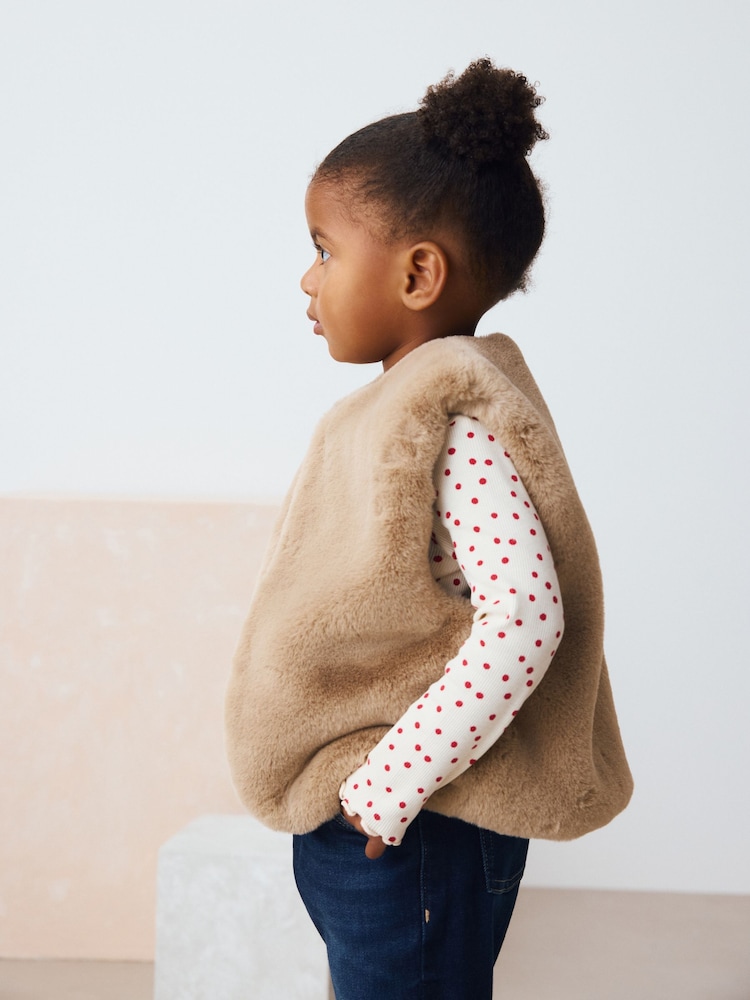 Toffee Brown Faux Fur Gilet (3mths-7yrs) - Image 2 of 7