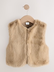 Toffee Brown Faux Fur Gilet (3mths-7yrs) - Image 4 of 7
