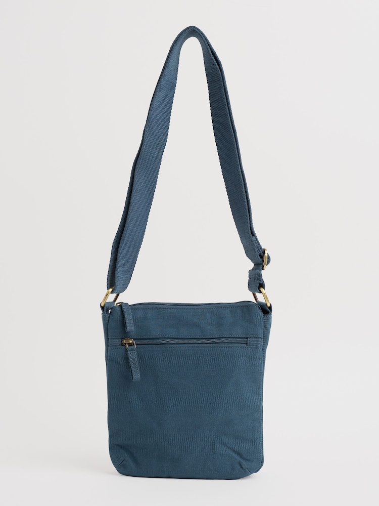 Seasalt Cornwall Blue Carwinion Zip-Up 100% Cotton Cross-Body Bag - Image 2 of 6