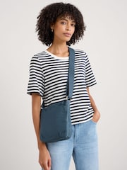 Seasalt Cornwall Blue Carwinion Zip-Up 100% Cotton Cross-Body Bag - Image 6 of 6