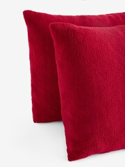 Set of 2 Red Teddy Fleece Pillowcases - Image 1 of 1