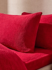 Set of 2 Red Teddy Fleece Pillowcases - Image 2 of 3