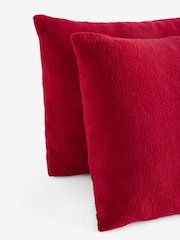 Set of 2 Red Teddy Fleece Pillowcases - Image 3 of 3