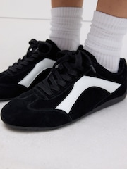 Schwarz - Forever Comfort® Leather Slimsole Lace-Up Trainers - Bild 5 von 10