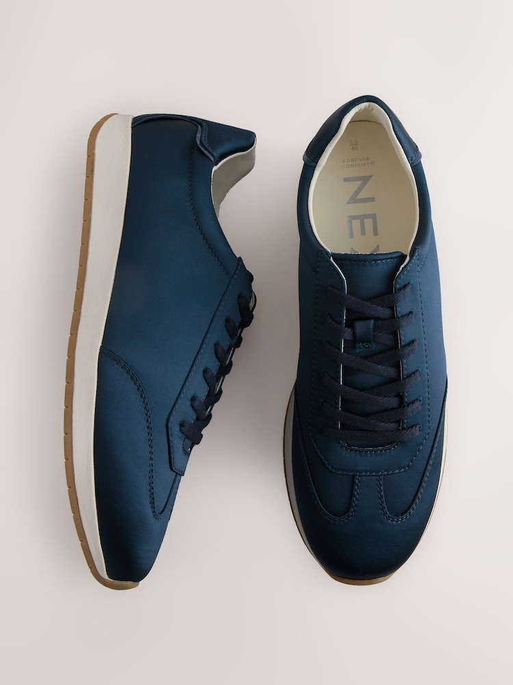 Navy Slim Forever Comfort® Satin Lace-Up Jogger Trainers - Image 1 of 5