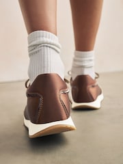 Chocolate Brown Slim Forever Comfort® Satin Lace-Up Jogger Trainers - Image 6 of 10
