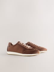 Chocolate Brown Slim Forever Comfort® Satin Lace-Up Jogger Trainers - Image 7 of 10