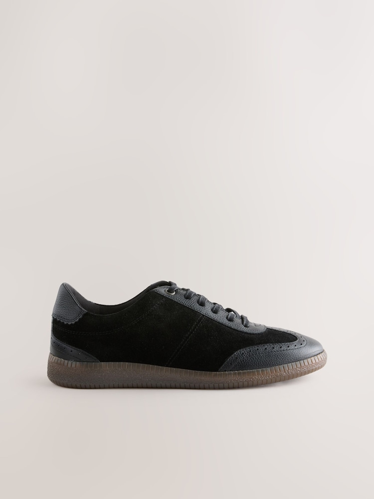 Negro - Forever Comfort® Leather Brogue Lace Up Trainers - Imagen 1 de 5