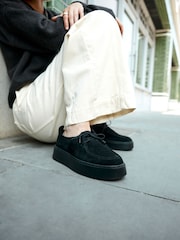 Negro - Forever Comfort® Leather Casual Chunky Lace-Up Shoes - Imagen 1 de 7
