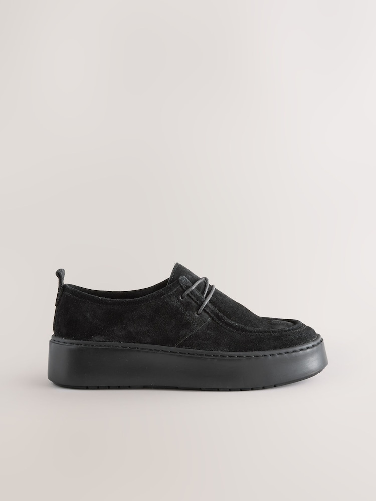Negro - Forever Comfort® Leather Casual Chunky Lace-Up Shoes - Imagen 2 de 7