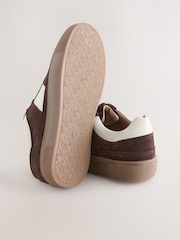 Chocolate Brown Forever Comfort® Leather Chunky Side Stripe Lace Up Trainers - Image 5 of 5