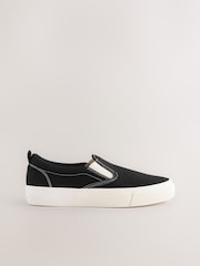 Black Forever Comfort® Slip On Canvas Skater Trainers - Image 2 of 4