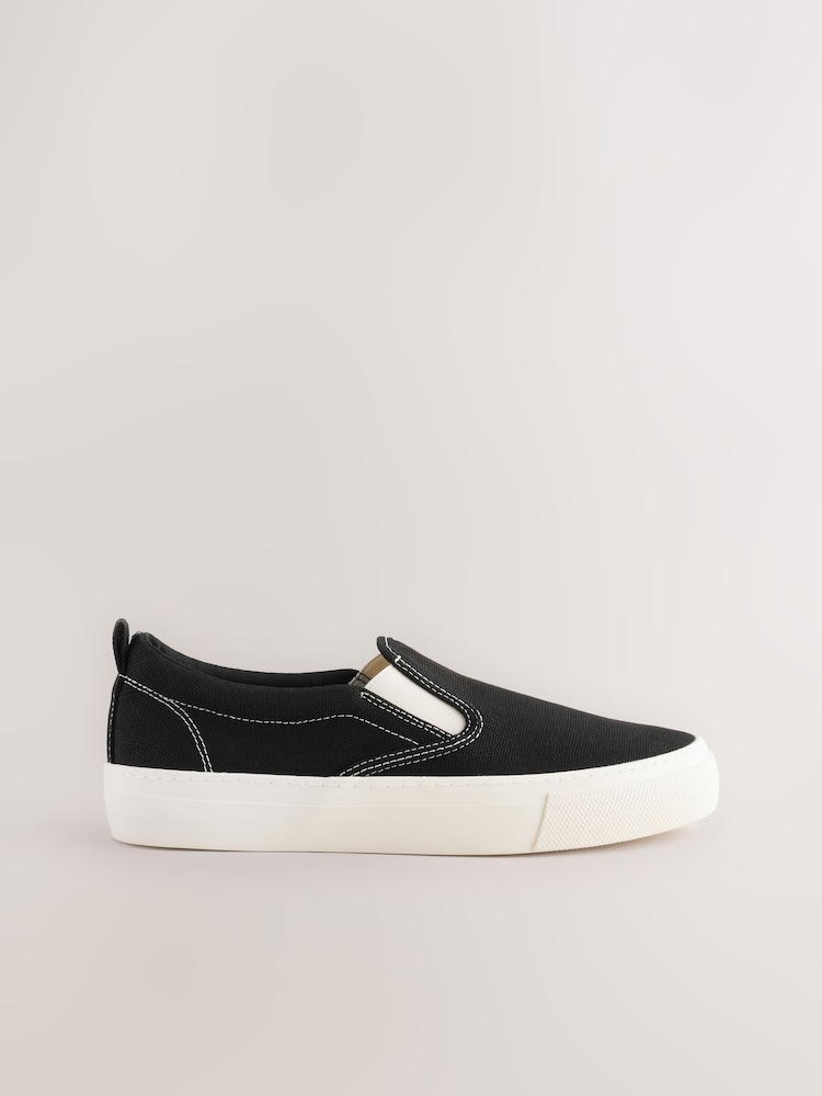 Black Forever Comfort® Slip On Canvas Skater Trainers - Image 2 of 4