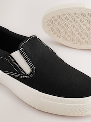 Black Forever Comfort® Slip On Canvas Skater Trainers - Image 3 of 4