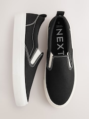 Black Forever Comfort® Slip On Canvas Skater Trainers - Image 4 of 4
