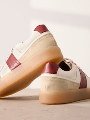 White Signature Premium Leather Chunky Side Stripe Lace Up Trainers - Image 10 of 10
