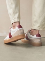 White Signature Premium Leather Chunky Side Stripe Lace Up Trainers - Image 3 of 10