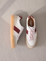 White Signature Premium Leather Chunky Side Stripe Lace Up Trainers - Image 7 of 10