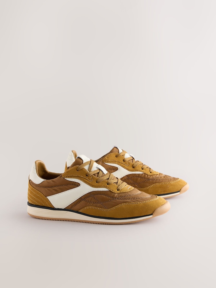 Ochre Yellow Forever Comfort® Panel Detail Lace-Up Trainers - Image 2 of 9
