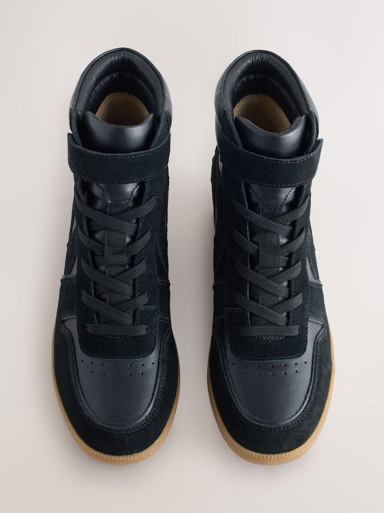 Black Suede Forever Comfort® Lace Up Wedge Trainers - Image 2 of 5 Black Suede Forever Comfort® Lace Up Wedge Trainers - Image 2 of 5