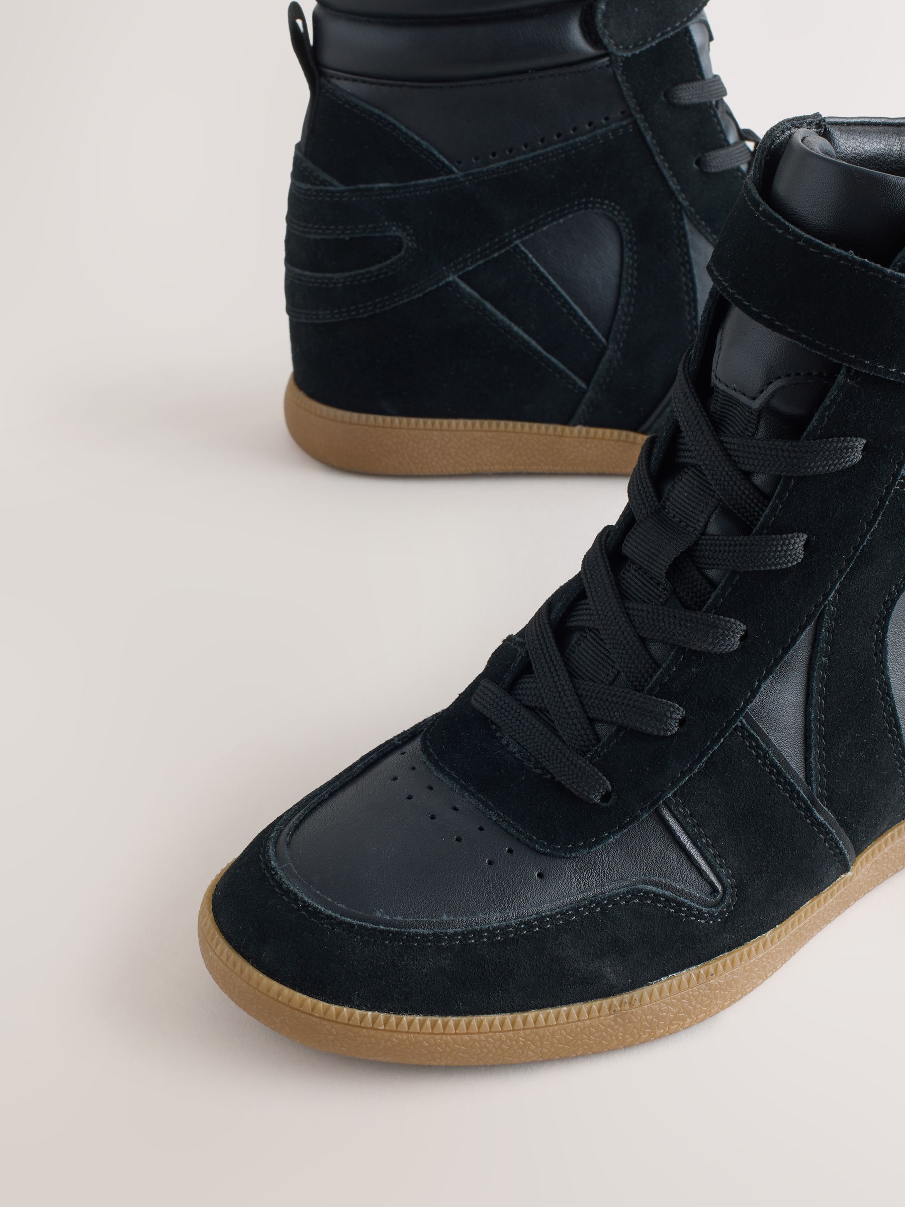 Buy Black Suede Forever Comfort® Lace Up Wedge Trainers from the