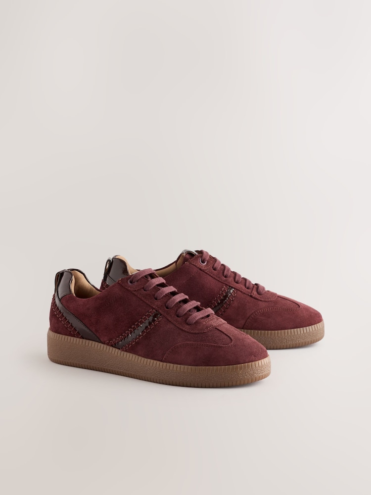 Burgundy Red Forever Comfort® Leather Chunky Sole Lace-Up Trainers - Image 1 of 6