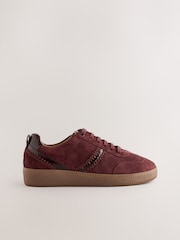 Burgundy Red Forever Comfort® Leather Chunky Sole Lace-Up Trainers - Image 2 of 6
