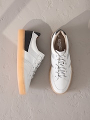 Black/White Signature Premium Leather Chunky Side Stripe Lace Up Trainers - Image 1 of 12