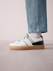 Black/White Signature Premium Leather Chunky Side Stripe Lace Up Trainers - Image 10 of 12