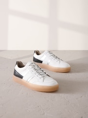 Black/White Signature Premium Leather Chunky Side Stripe Lace Up Trainers - Image 2 of 12