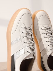Black/White Signature Premium Leather Chunky Side Stripe Lace Up Trainers - Image 5 of 12