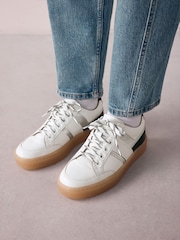 Black/White Signature Premium Leather Chunky Side Stripe Lace Up Trainers - Image 7 of 12