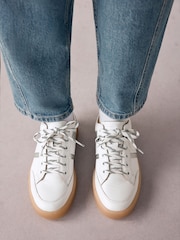 Black/White Signature Premium Leather Chunky Side Stripe Lace Up Trainers - Image 8 of 12