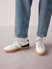 Black/White Signature Premium Leather Chunky Side Stripe Lace Up Trainers - Image 9 of 12