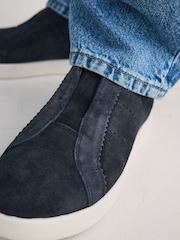 Azul marino - Signature Premium Leather Laceless Slip-On Trainers - Imagen 2 de 9