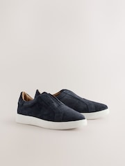 Azul marino - Signature Premium Leather Laceless Slip-On Trainers - Imagen 4 de 9