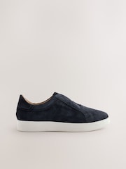 Azul marino - Signature Premium Leather Laceless Slip-On Trainers - Imagen 5 de 9