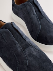 Azul marino - Signature Premium Leather Laceless Slip-On Trainers - Imagen 8 de 9