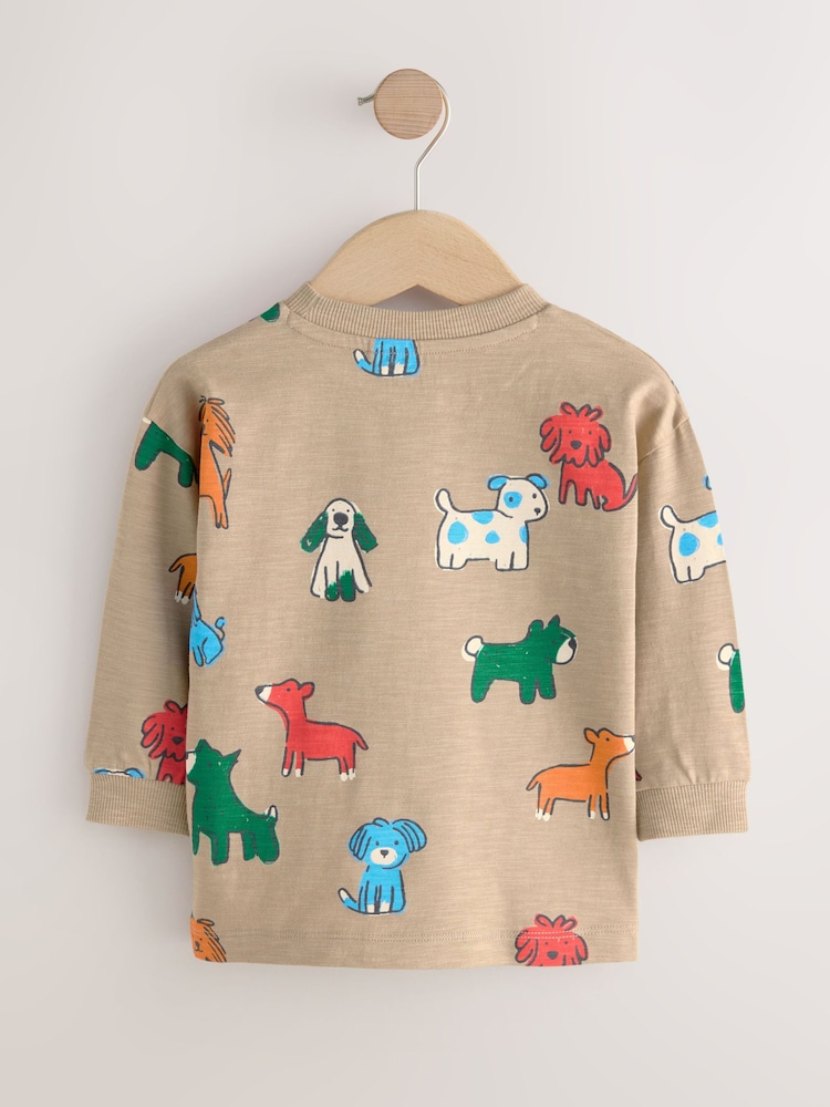 Multi Dogs Long Sleeve Graphic Print T-Shirts 3 Pack (3mths-7yrs) - Image 3 of 7
