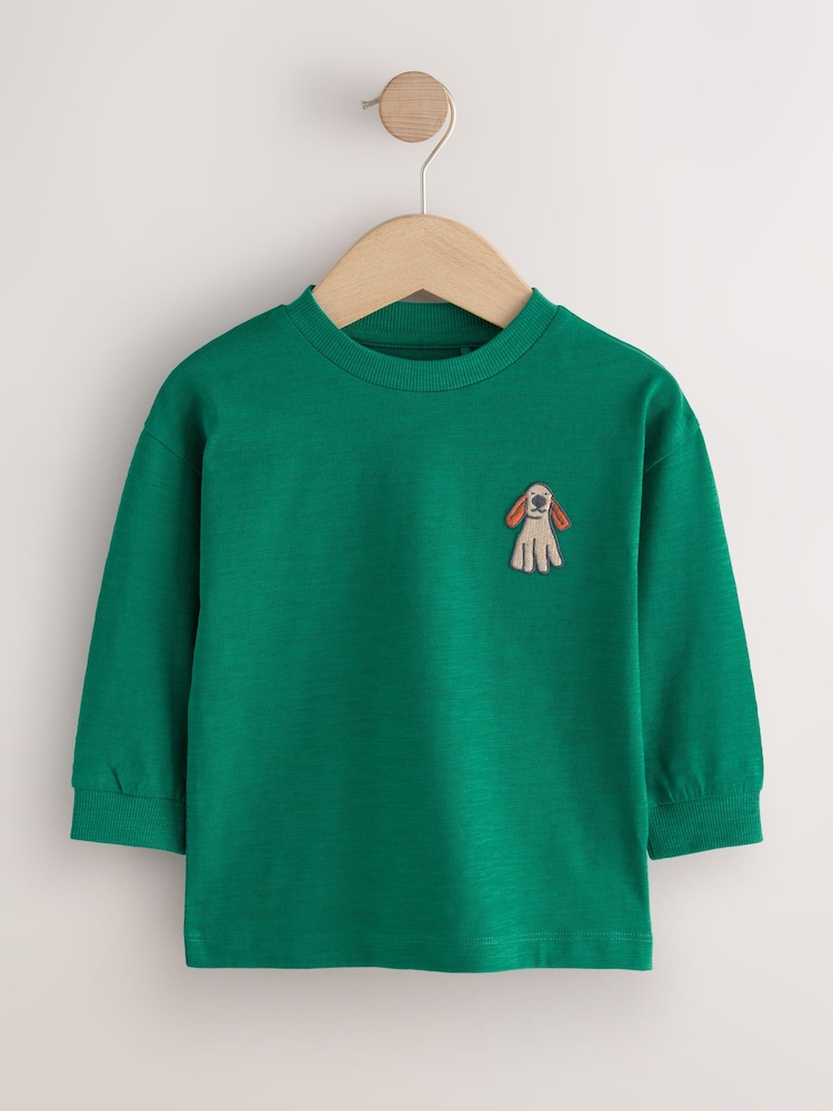 Multi Dogs Long Sleeve Graphic Print T-Shirts 3 Pack (3mths-7yrs) - Image 5 of 7