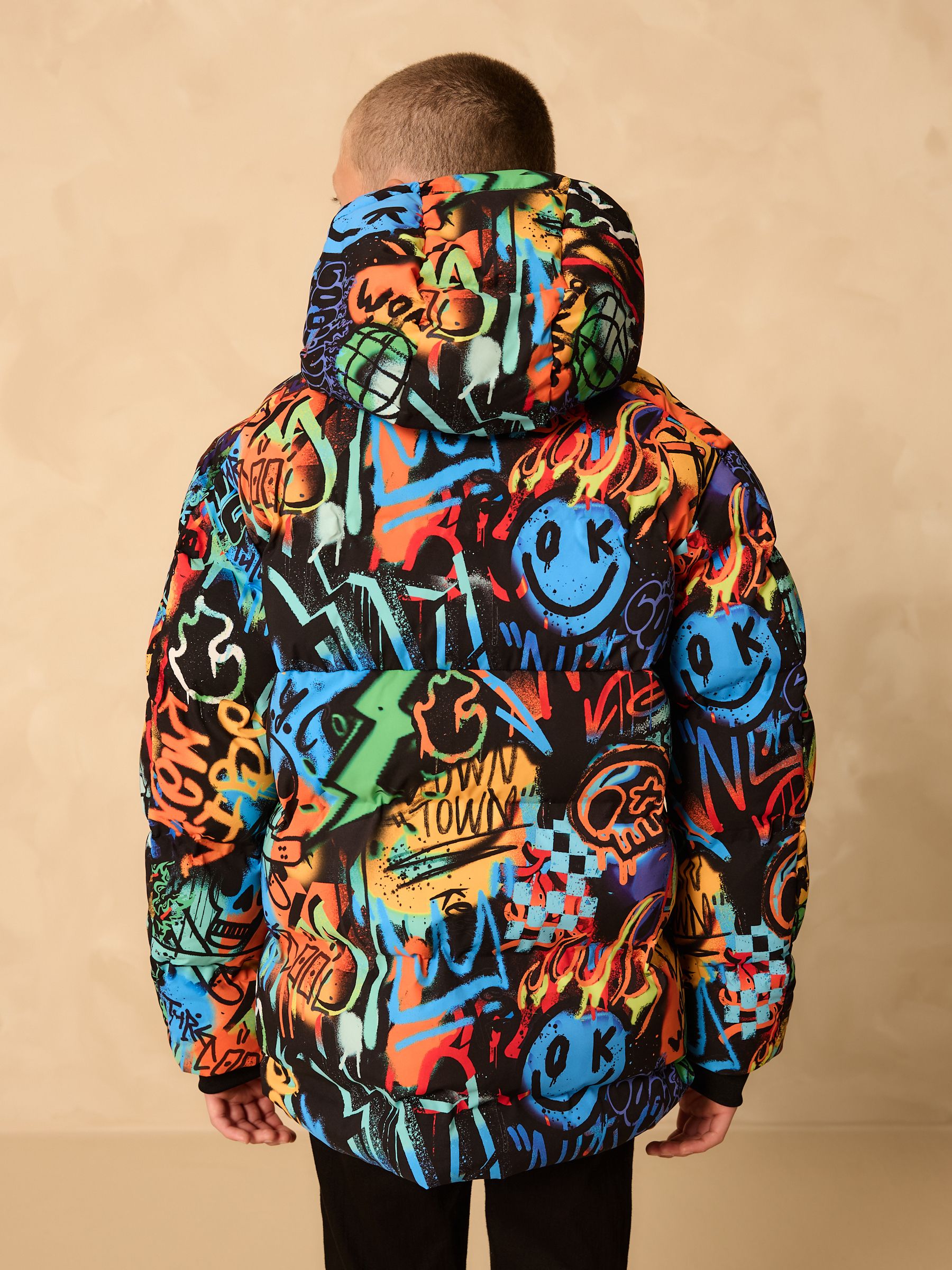 Buy Multicoloured Graffiti Shower Resistant Microfleece Lined
