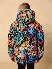 Multicoloured Graffiti Shower Resistant Microfleece Lined Padded Coat (3-17yrs) - Image 3 of 4